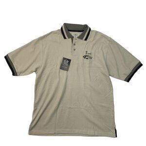 Vintage Penske Racing Polo Shirt Mens Large Ivory Side Vent Hem Gear For Sports